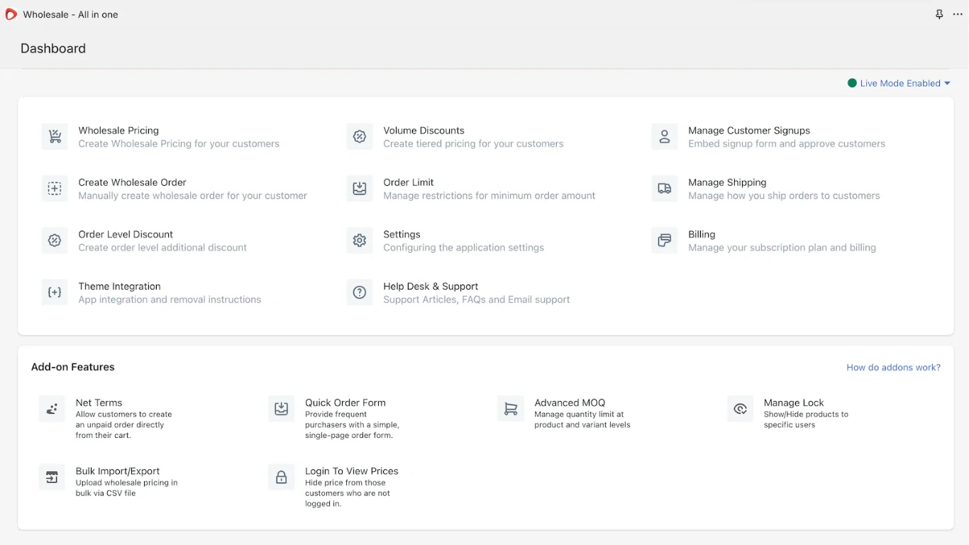 Wholesale All in One Shopify app