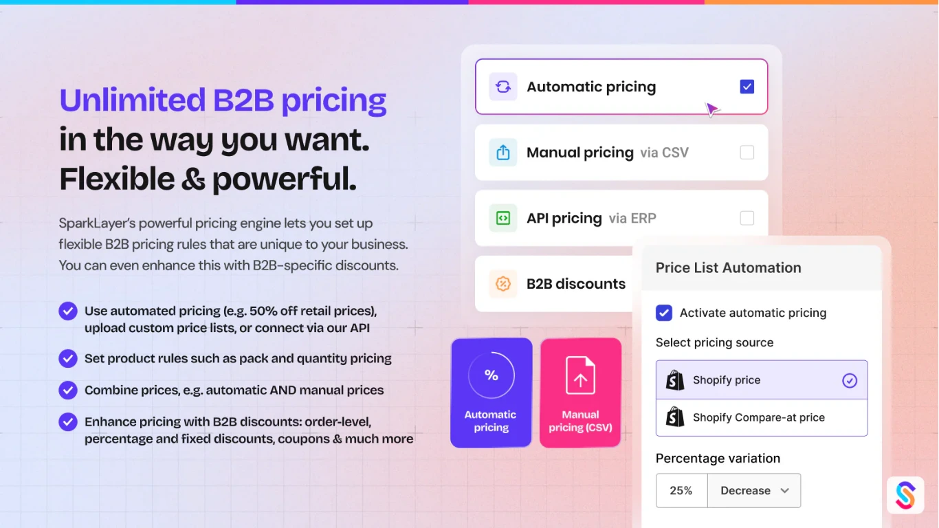 SparkLayer B2B Shopify app