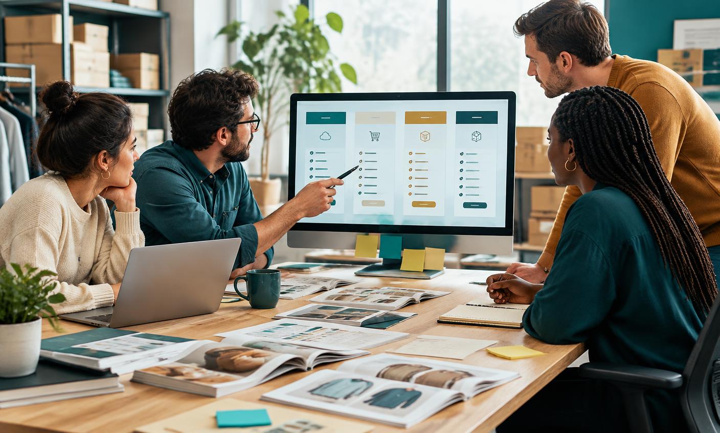 A team comparing wholesale ecommerce solutions